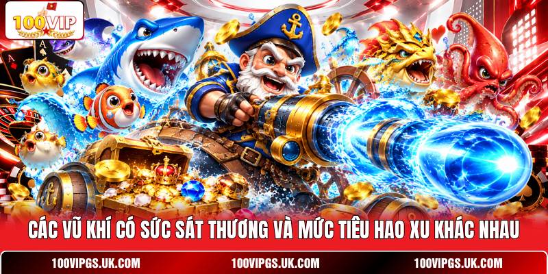 Các vũ khí có sức sát thương và mức tiêu hao xu khác nhau
