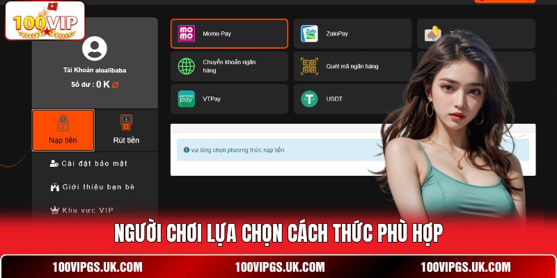 Người chơi lựa chọn cách thức phù hợp