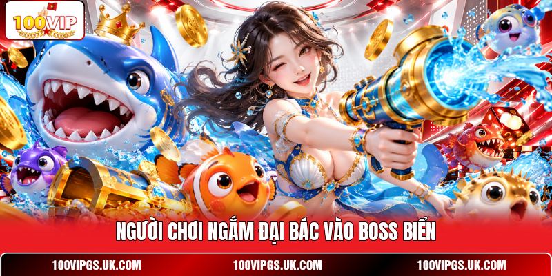 Người chơi ngắm đại bác vào boss biển