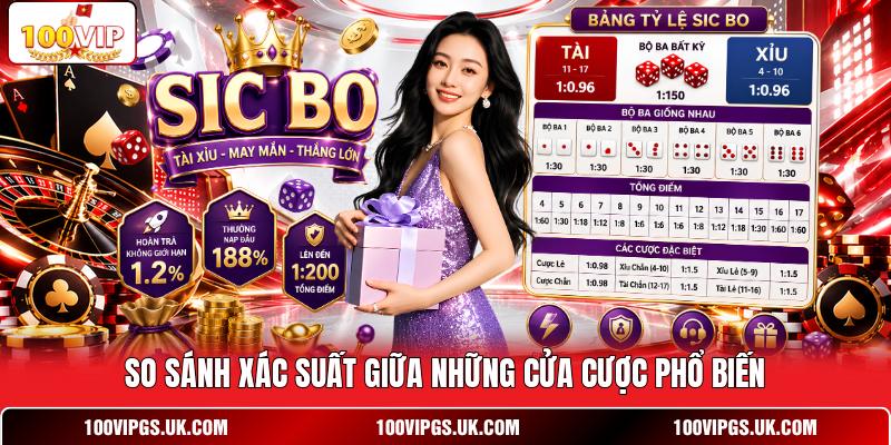 So sánh xác suất giữa những cửa cược phổ biến
